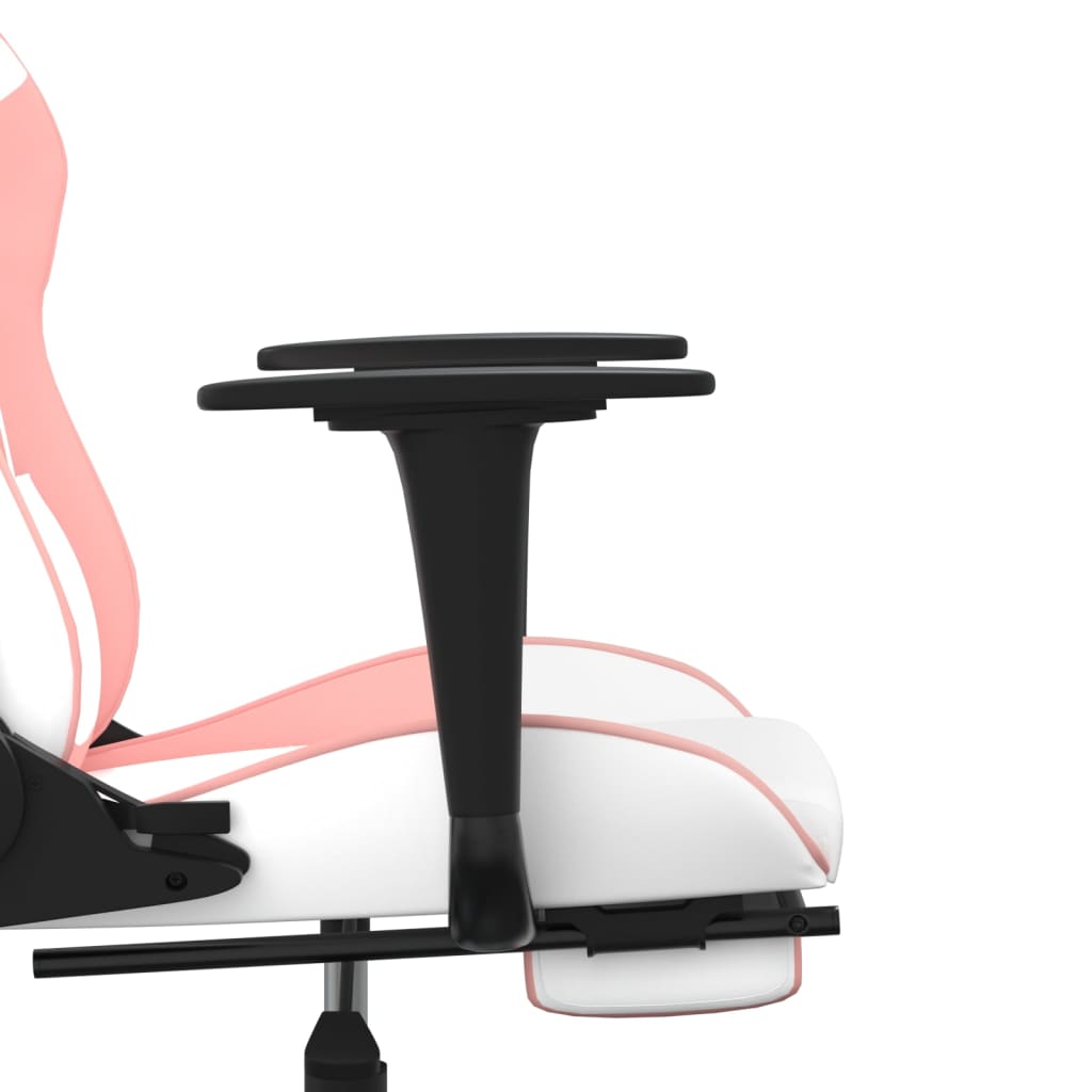 Gaming chair with footrest White and pink Faux leather