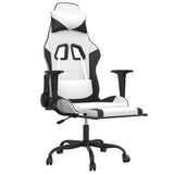 Gaming chair with footrest White and black Faux leather