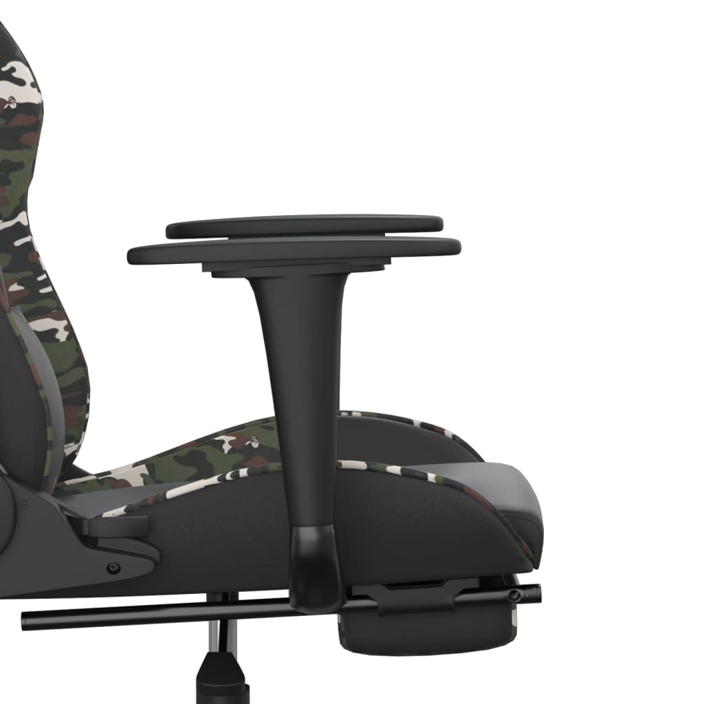 Chaise de jeu avec repose-pied Noir et camouflage Similicuir