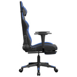 Chaise de jeu avec repose-pied Noir et bleu Similicuir