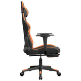 Chaise de jeu avec repose-pied Noir et orange Similicuir