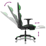 Chaise de jeu avec repose-pied Noir et vert Similicuir