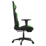 Chaise de jeu avec repose-pied Noir et vert Similicuir