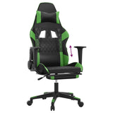 Chaise de jeu avec repose-pied Noir et vert Similicuir