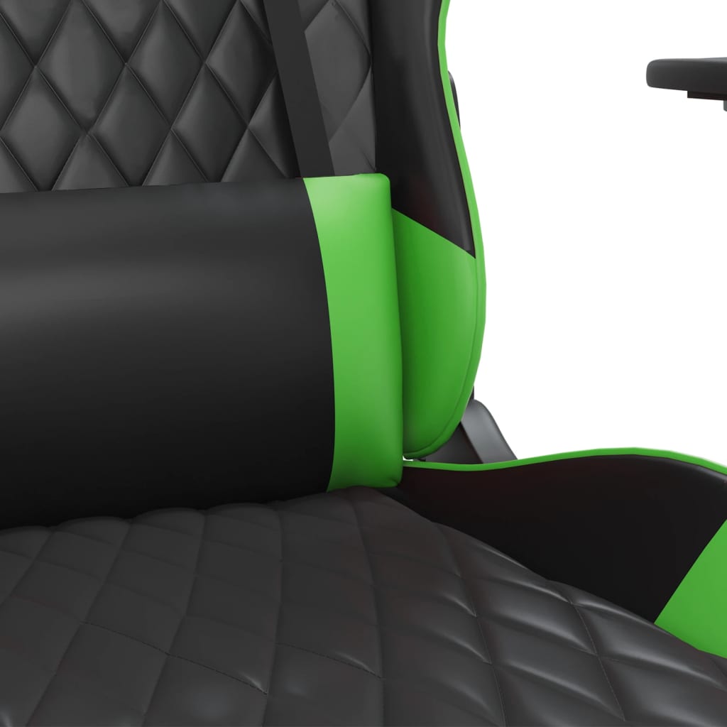 Chaise de jeu avec repose-pied Noir et vert Similicuir