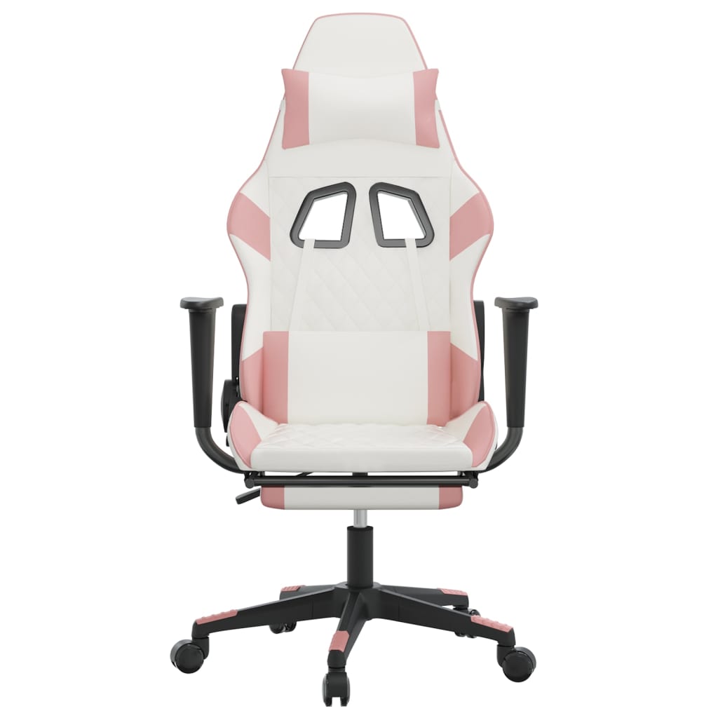 Chaise de jeu avec repose-pied Blanc et rose Similicuir