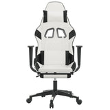 Chaise de jeu avec repose-pied Blanc et noir Similicuir