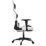 Chaise de jeu avec repose-pied Blanc et noir Similicuir