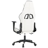 Chaise de jeu avec repose-pied Blanc et noir Similicuir