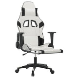 Chaise de jeu avec repose-pied Blanc et noir Similicuir