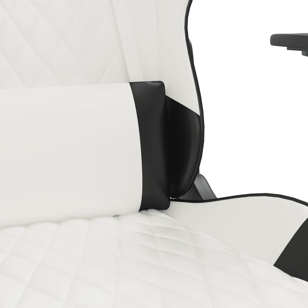 Chaise de jeu avec repose-pied Blanc et noir Similicuir