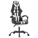 Chaise de jeu avec repose-pied Noir et blanc Similicuir