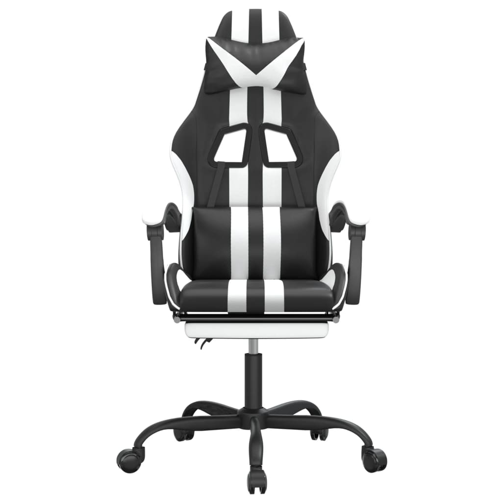 Chaise de jeu avec repose-pied Noir et blanc Similicuir