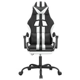 Chaise de jeu avec repose-pied Noir et blanc Similicuir