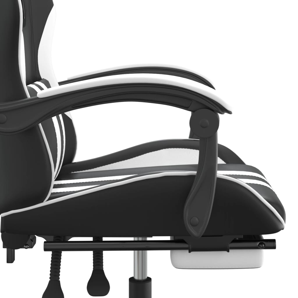 Chaise de jeu avec repose-pied Noir et blanc Similicuir