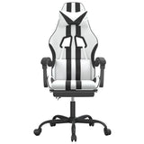 Chaise de jeu avec repose-pied Blanc et noir Similicuir