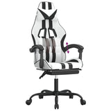 Chaise de jeu avec repose-pied Blanc et noir Similicuir