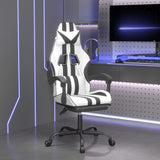 Chaise de jeu avec repose-pied Blanc et noir Similicuir