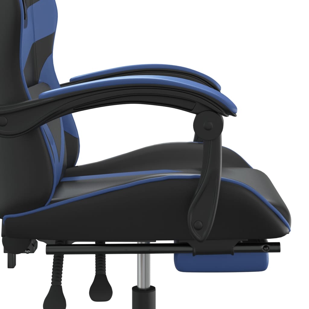 Chaise de jeu avec repose-pied Noir et bleu Similicuir