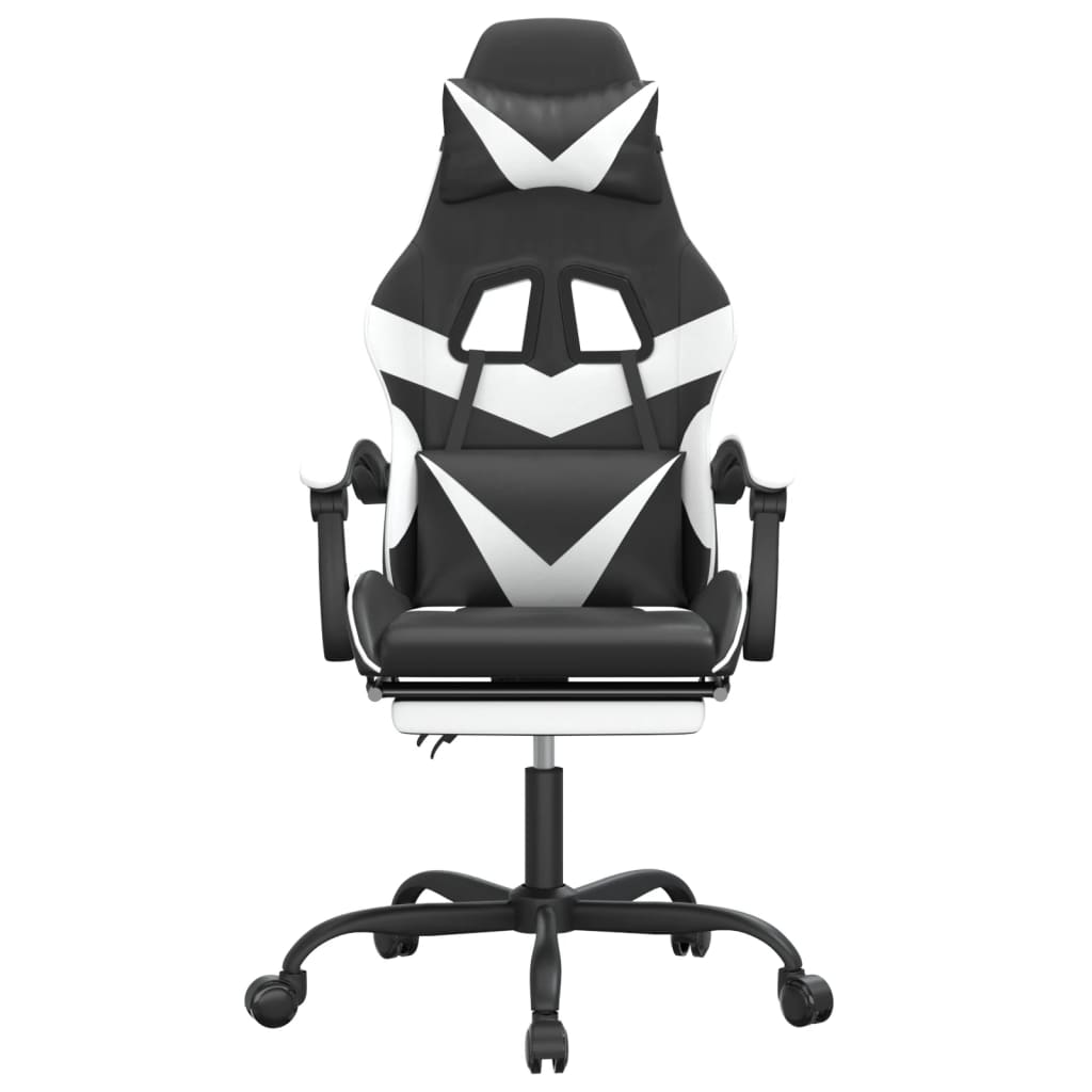 Chaise de jeu avec repose-pied Noir et blanc Similicuir