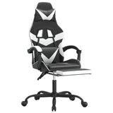 Chaise de jeu avec repose-pied Noir et blanc Similicuir