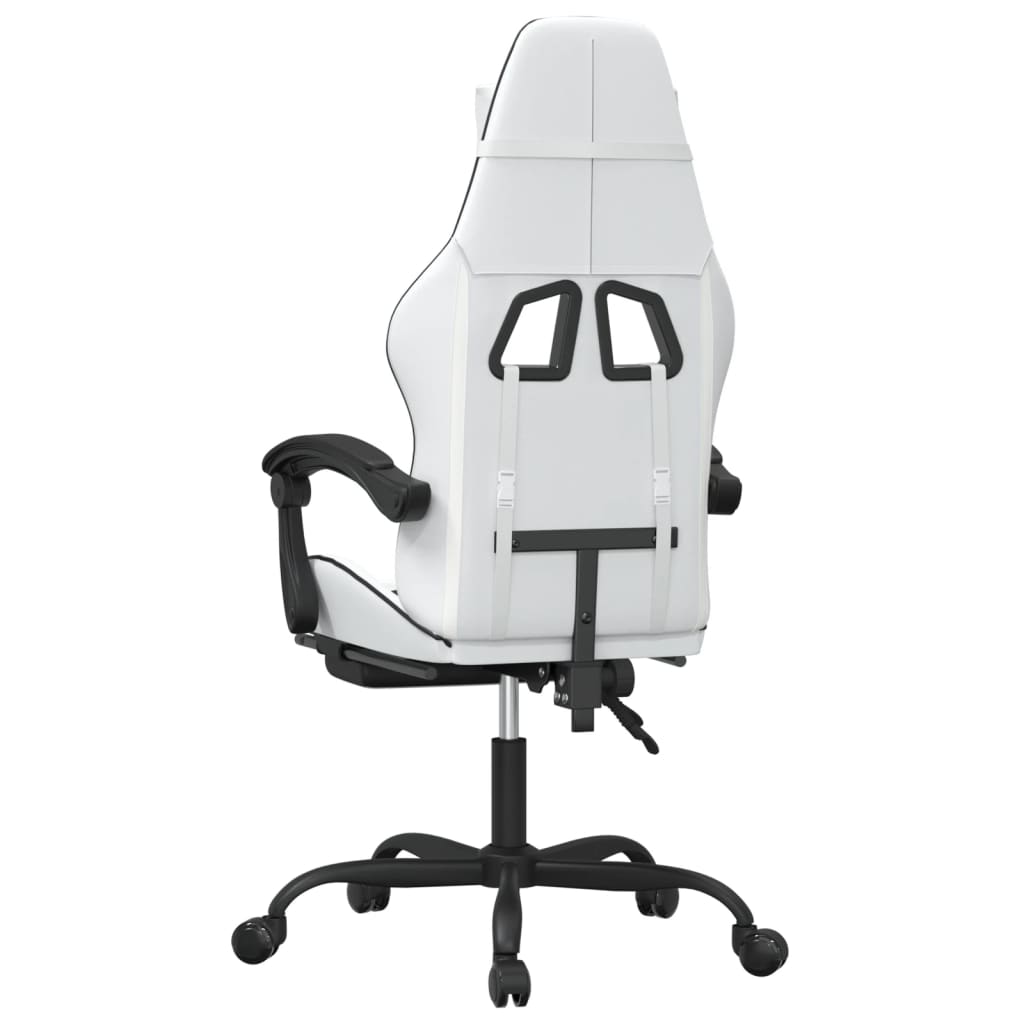 Chaise de jeu avec repose-pied Blanc et noir Similicuir