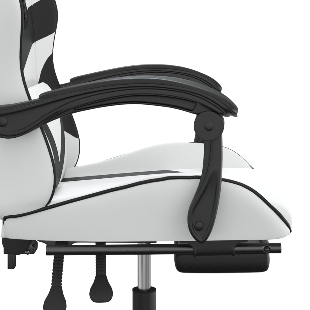 Chaise de jeu avec repose-pied Blanc et noir Similicuir