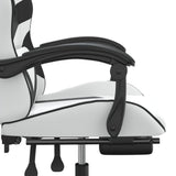 Chaise de jeu avec repose-pied Blanc et noir Similicuir