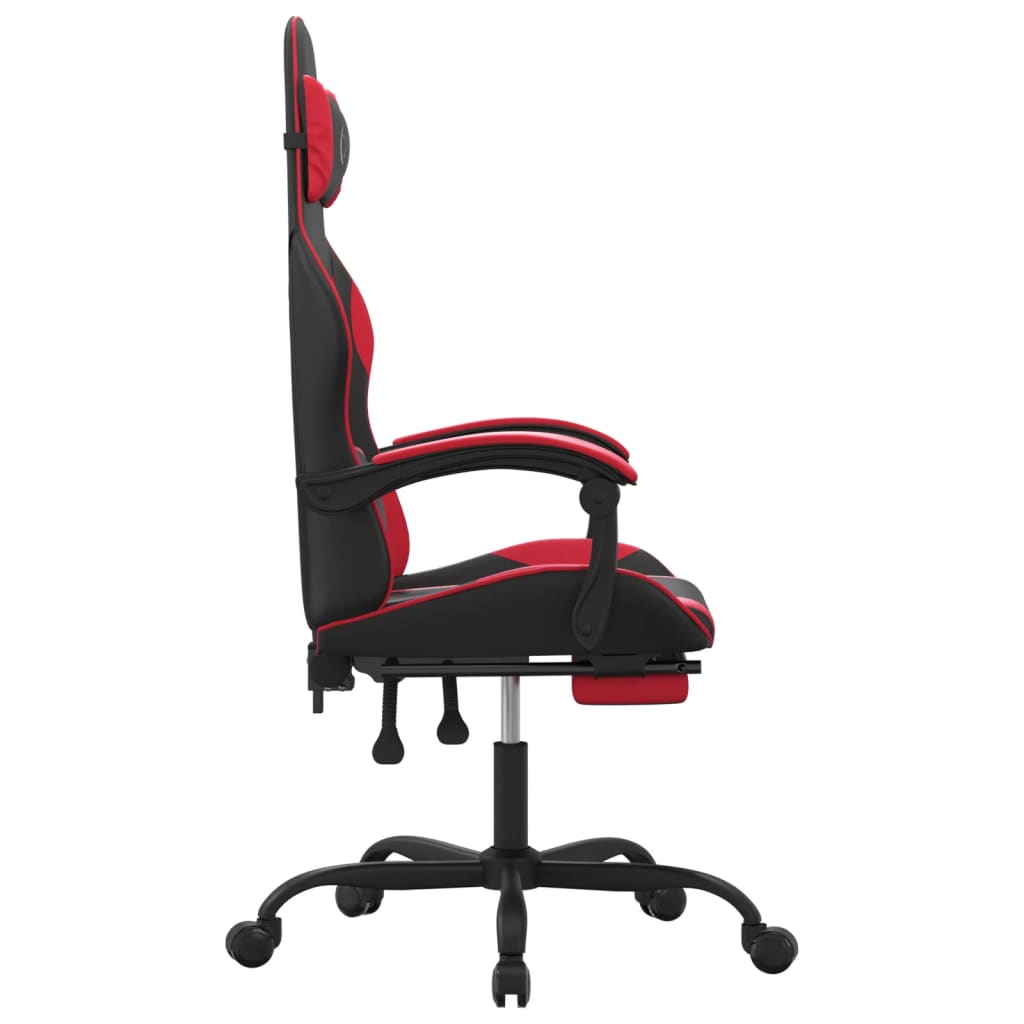 Chaise de jeu avec repose-pied Noir et rouge Similicuir