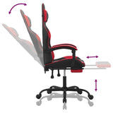 Chaise de jeu avec repose-pied Noir et rouge Similicuir