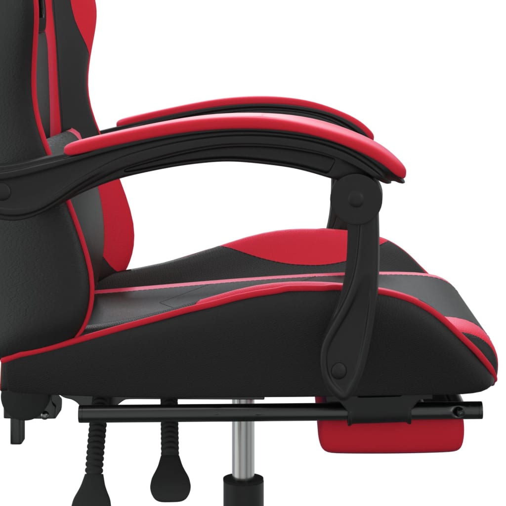 Chaise de jeu avec repose-pied Noir et rouge Similicuir