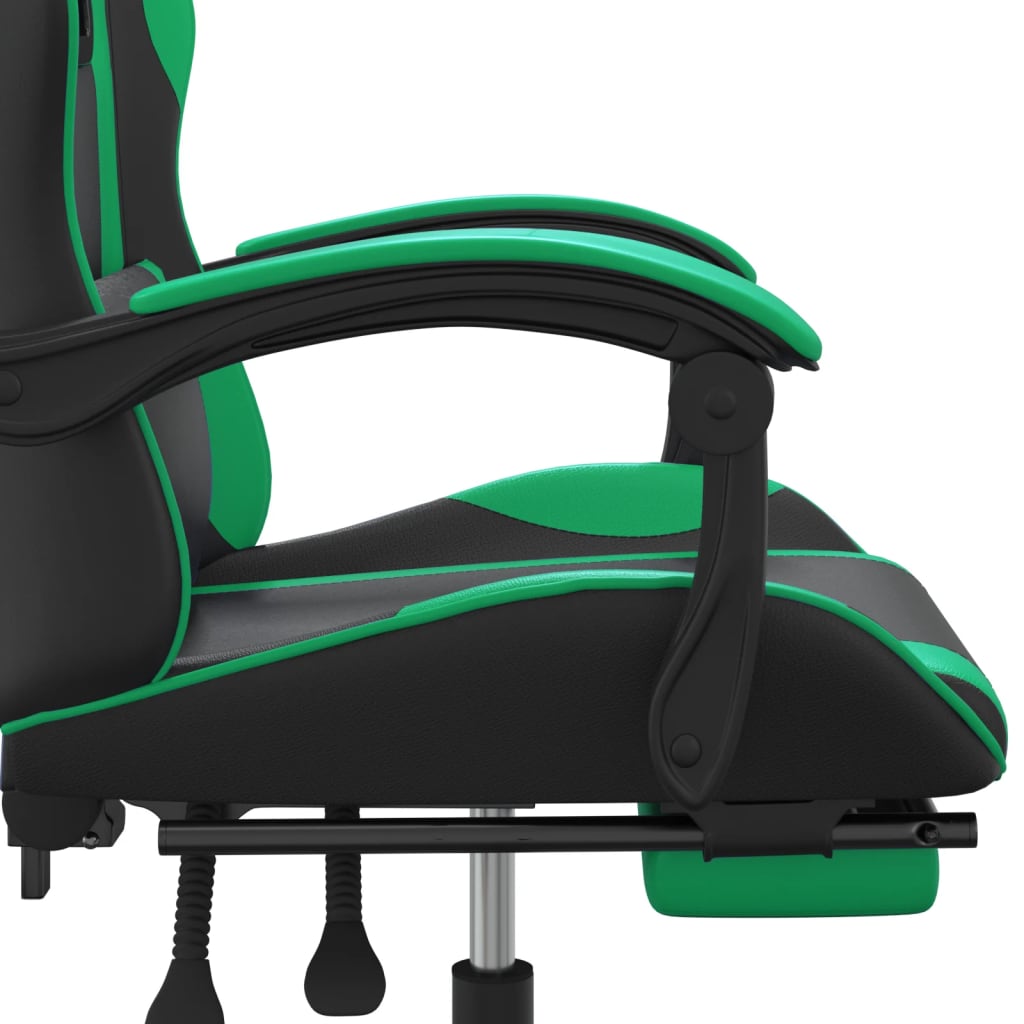 Chaise de jeu avec repose-pied Noir et vert Similicuir