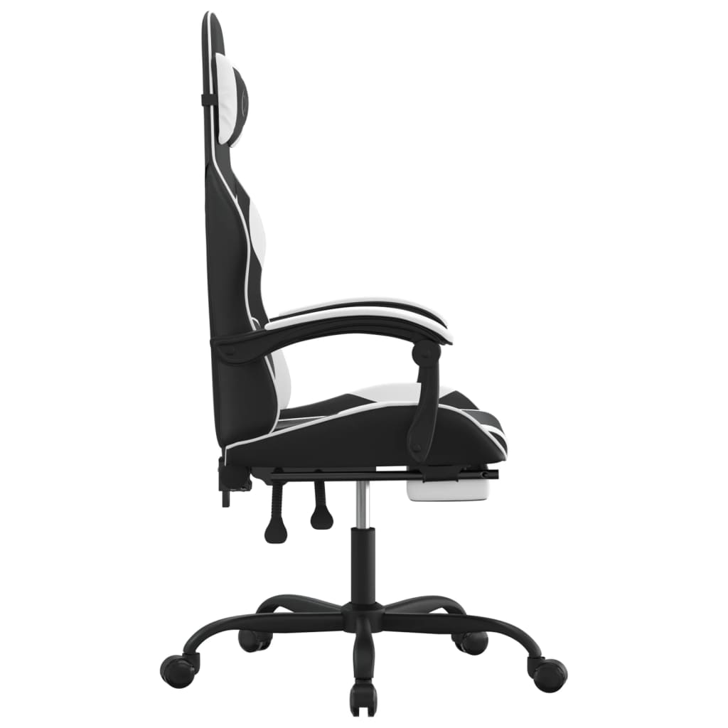 Chaise de jeu avec repose-pied Noir et blanc Similicuir