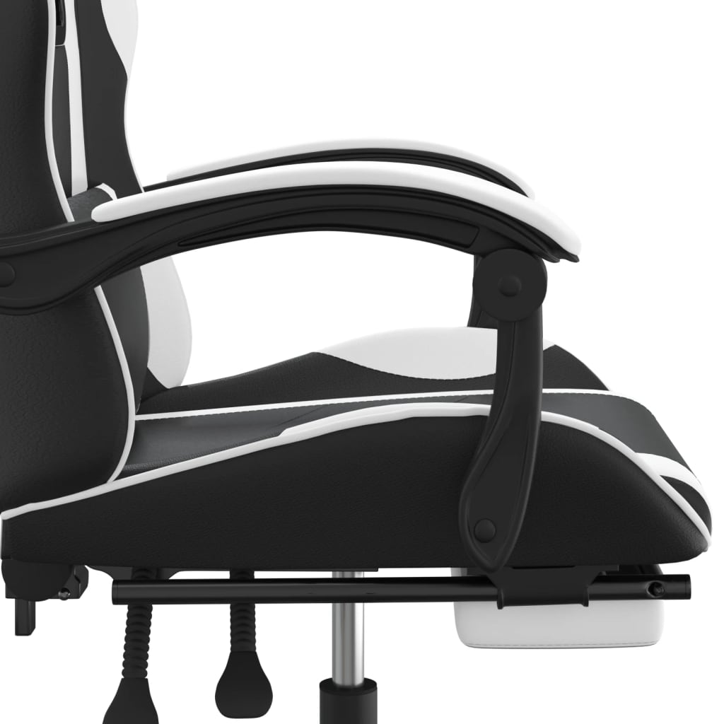 Chaise de jeu avec repose-pied Noir et blanc Similicuir