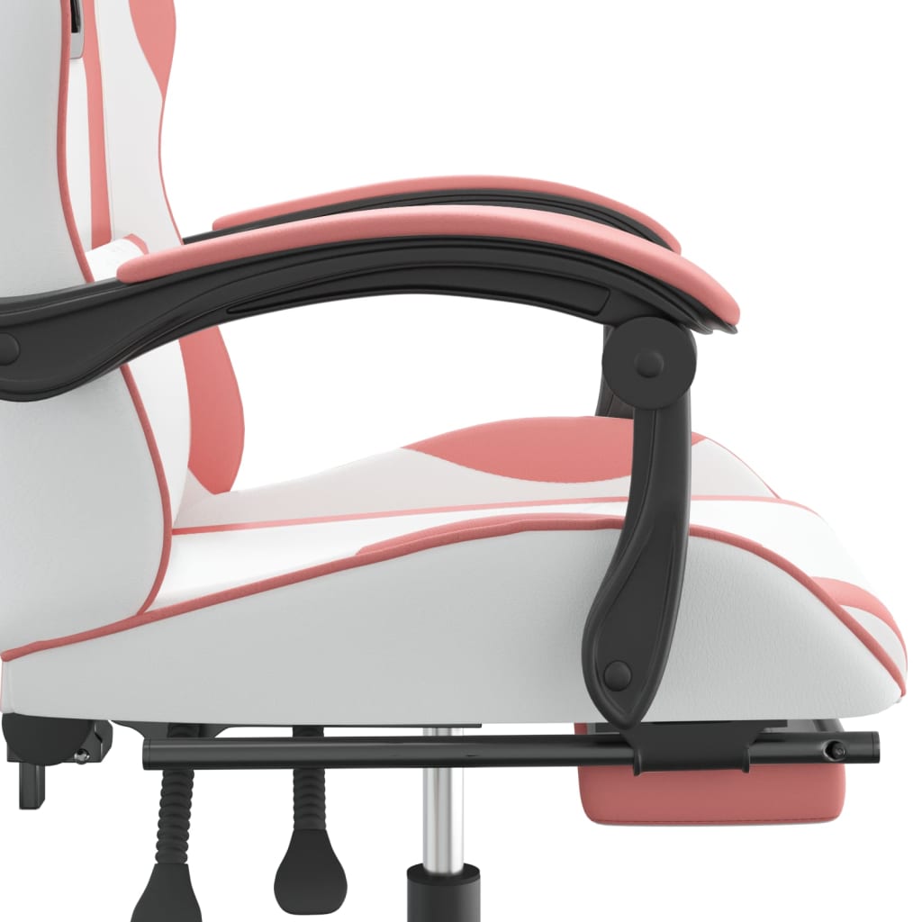 Chaise de jeu avec repose-pied Blanc et rose Similicuir