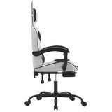 Chaise de jeu avec repose-pied Blanc et noir Similicuir