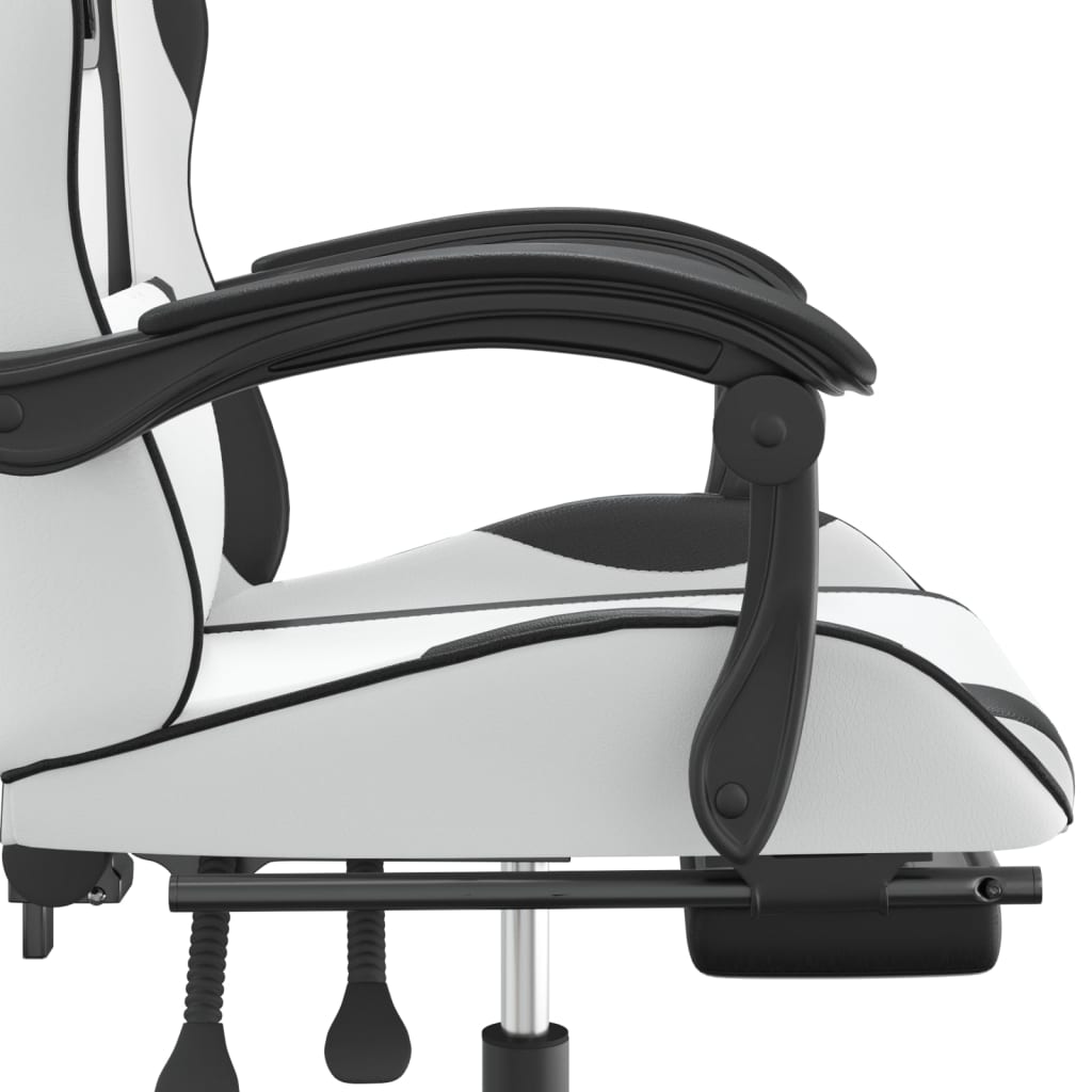 Chaise de jeu avec repose-pied Blanc et noir Similicuir