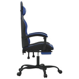 Chaise de jeu avec repose-pied Noir et bleu Similicuir