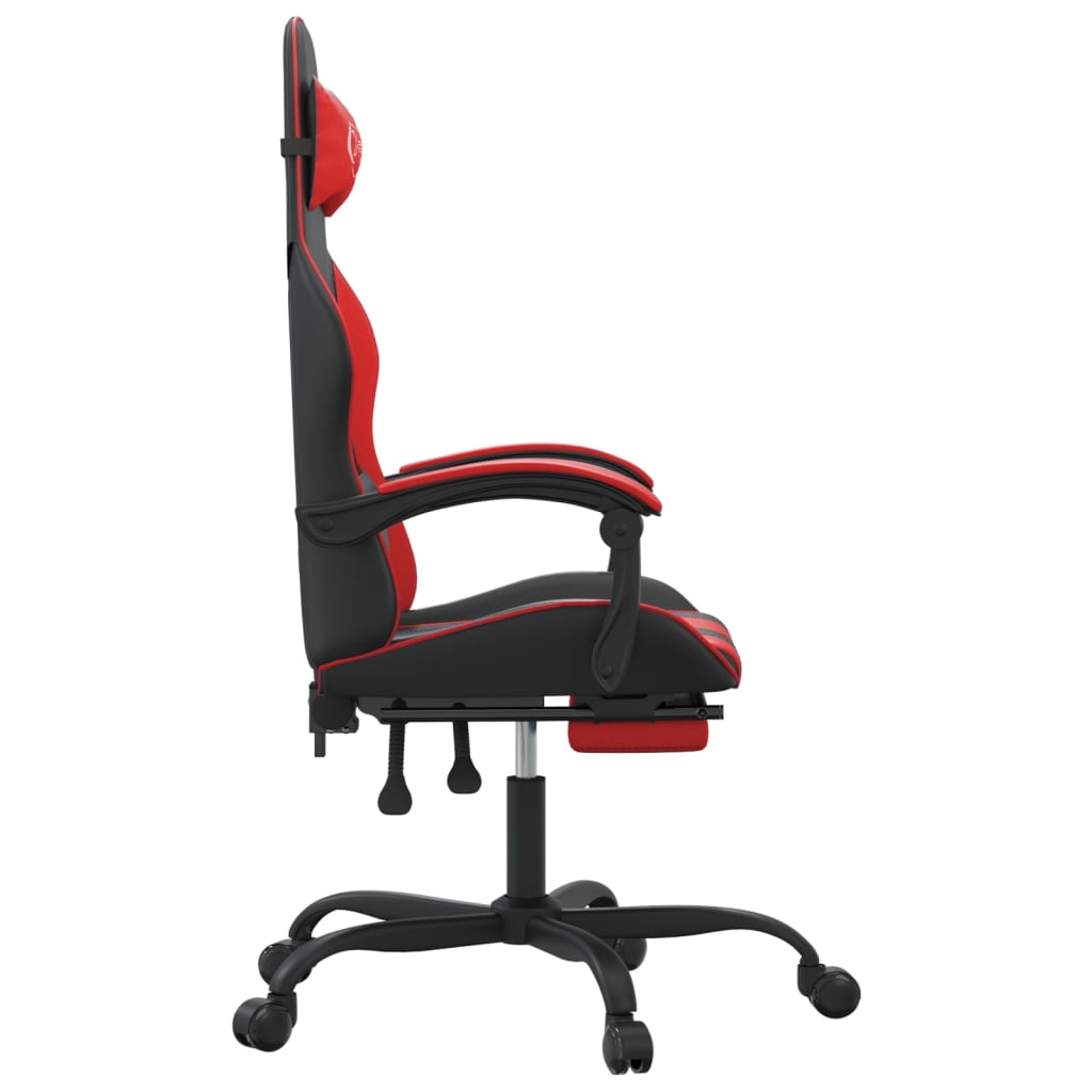 Chaise de jeu avec repose-pied Noir et rouge Similicuir