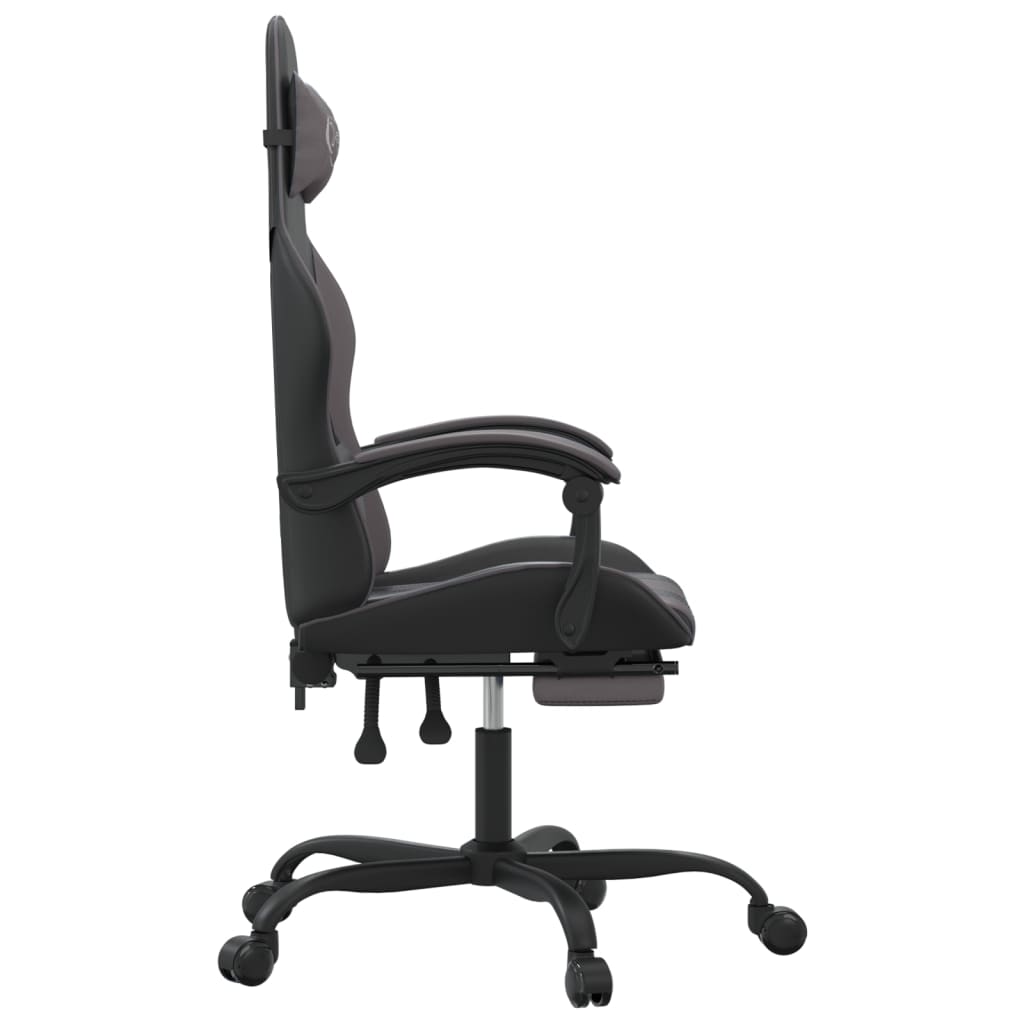 Chaise de jeu avec repose-pied Noir et gris Similicuir