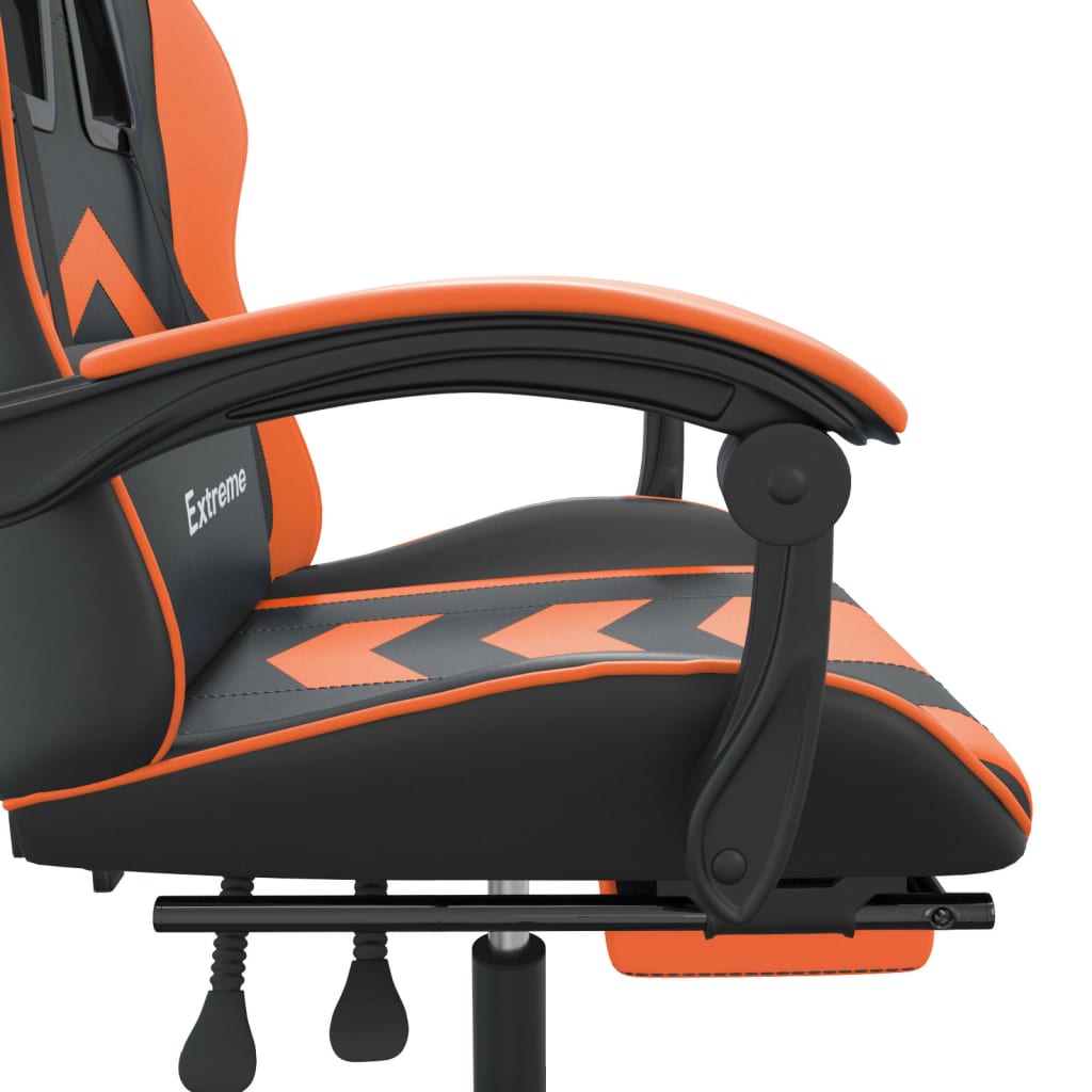 Chaise de jeu avec repose-pied Noir et orange Similicuir