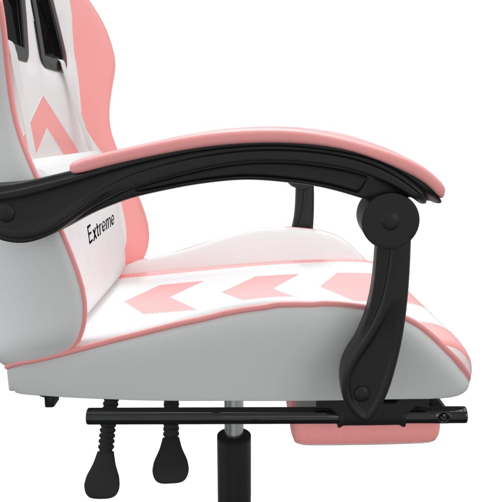 Chaise de jeu avec repose-pied Blanc et rose Similicuir