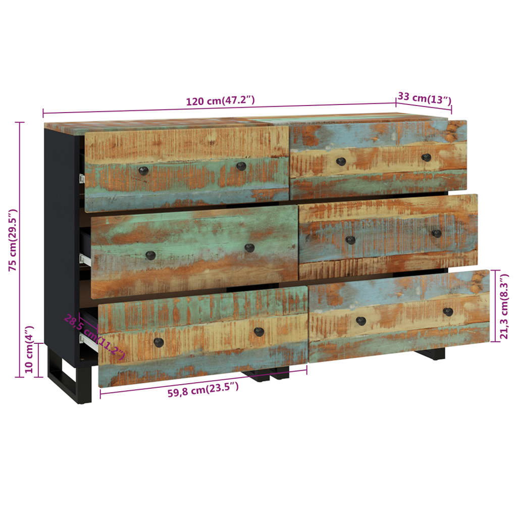 Buffets 2 pcs 60x33x75 cm Bois massif de récupération