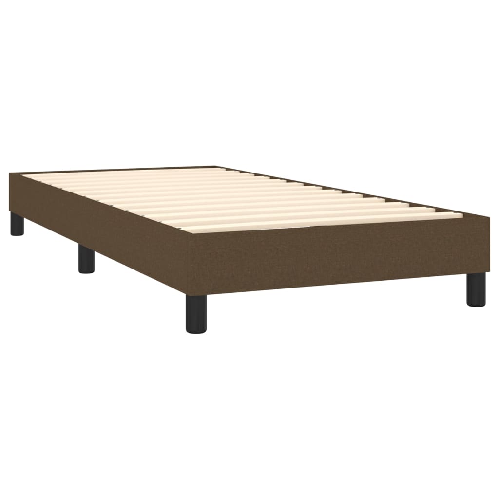 Cadre de lit sans matelas marron foncé 90x190 cm tissu