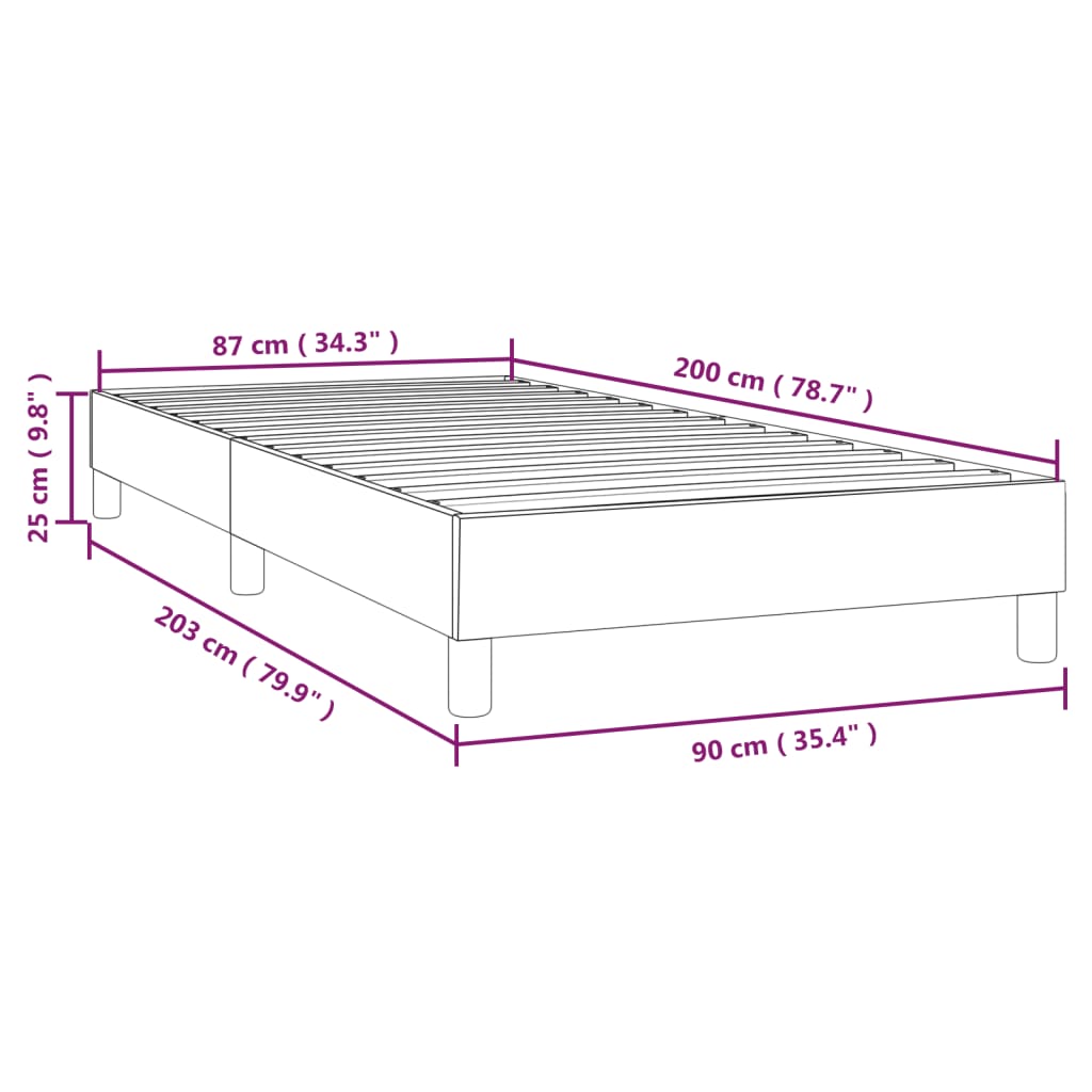 Cadre de lit sans matelas bleu 90x200 cm tissu