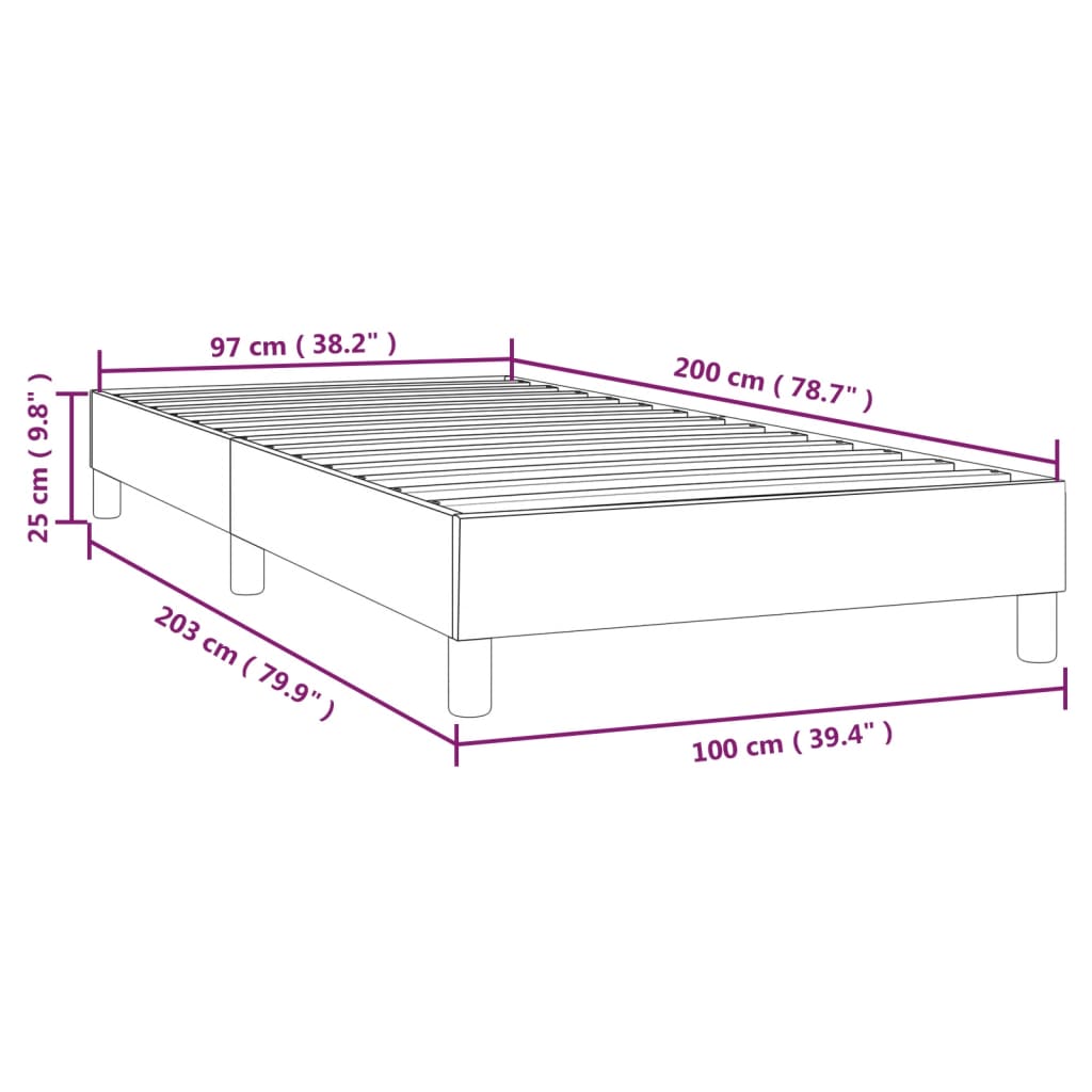 Cadre de lit sans matelas marron foncé 100x200 cm tissu