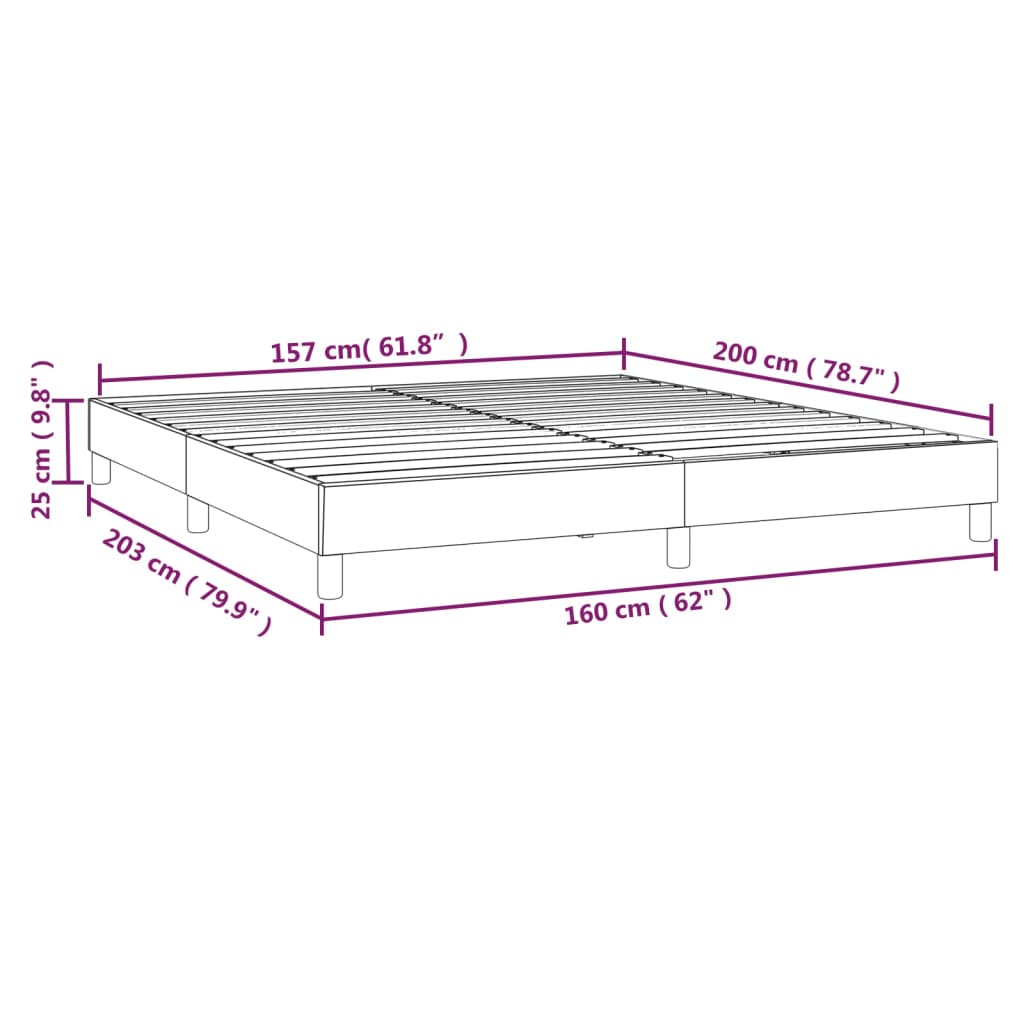 Cadre de lit sans matelas gris foncé 160x200 cm tissu