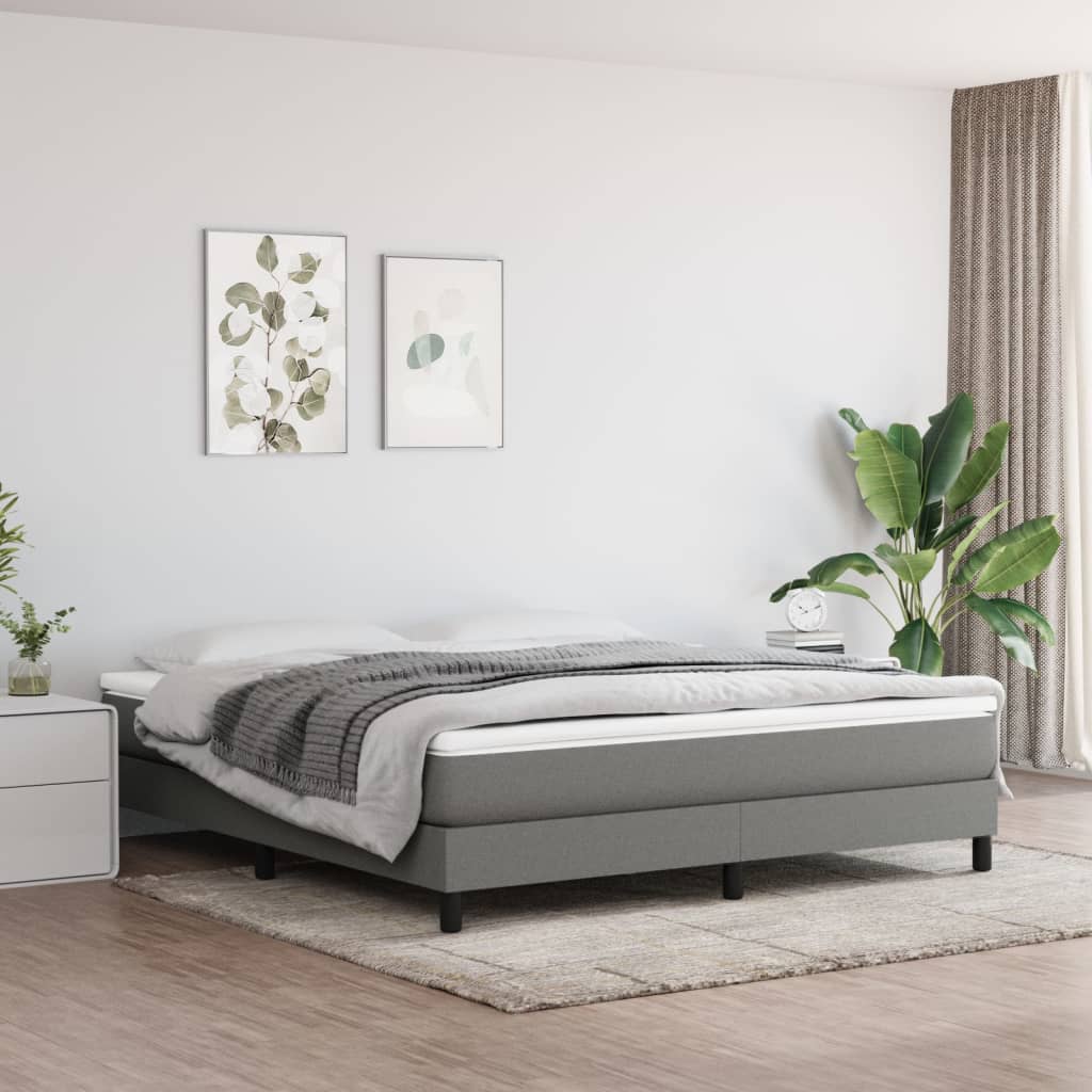 Cadre de lit sans matelas gris foncé 160x200 cm tissu