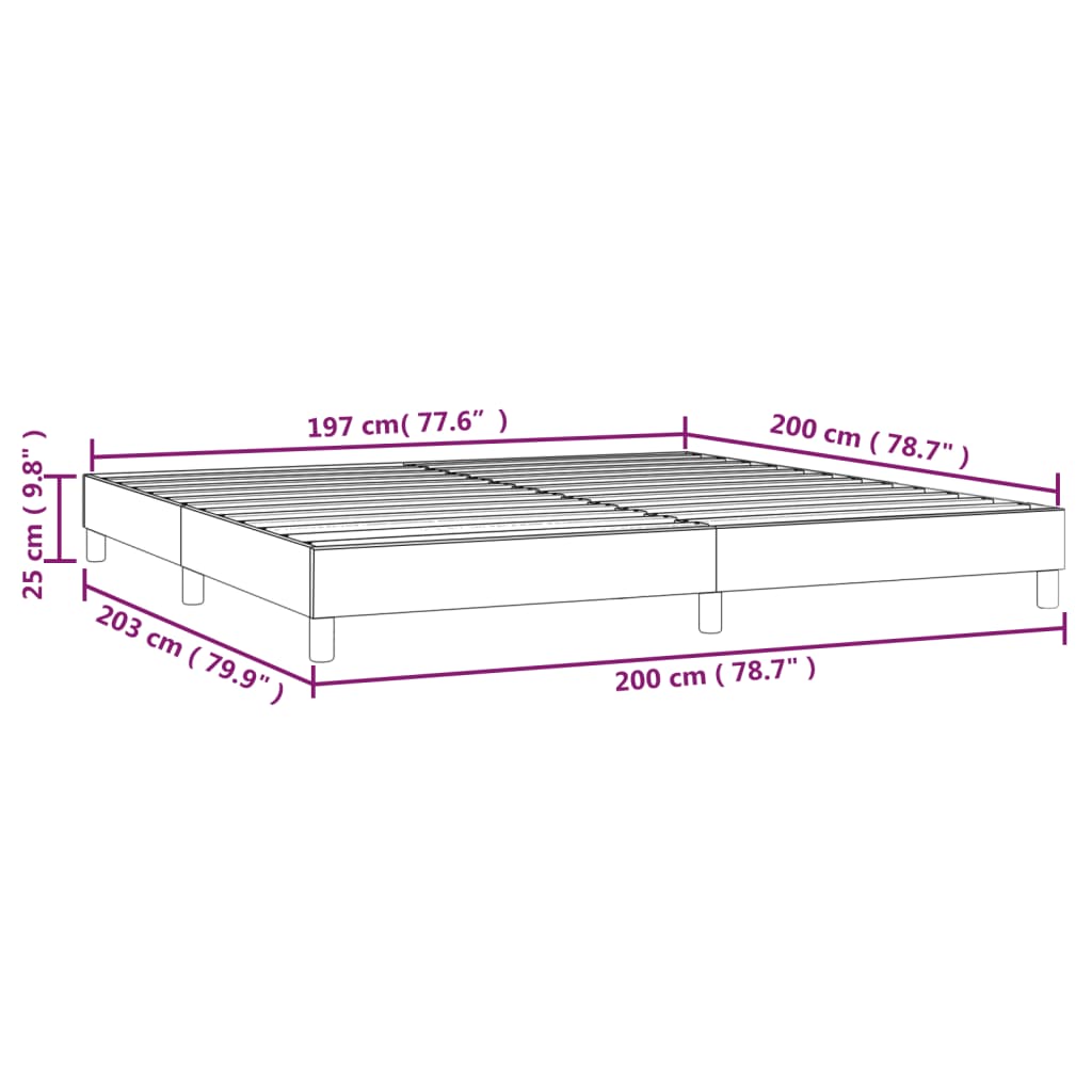 Cadre de lit sans matelas gris foncé 200x200 cm tissu