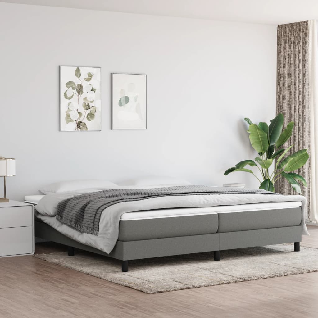 Cadre de lit sans matelas gris foncé 200x200 cm tissu